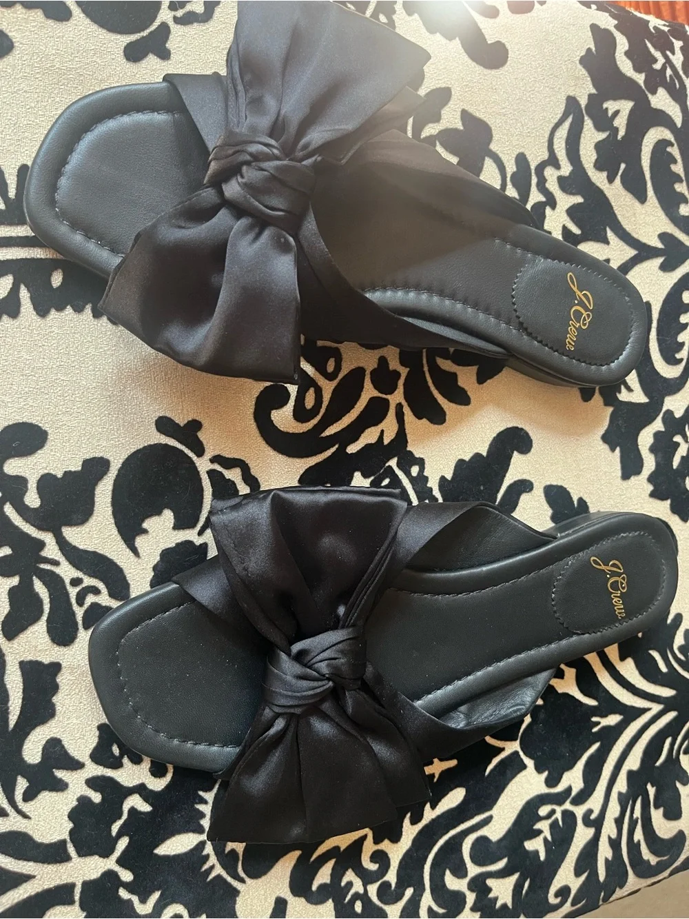 NEW! J. Crew Abbie Bow Satin Bow Slide Sandals, Size 7